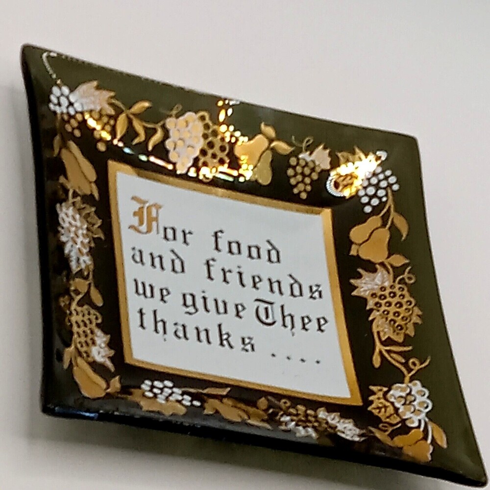 FRIENDS Thank You Lord Hostess Gift Black Glass Tray Housewarming Thanksgiving - Picture 6 of 6